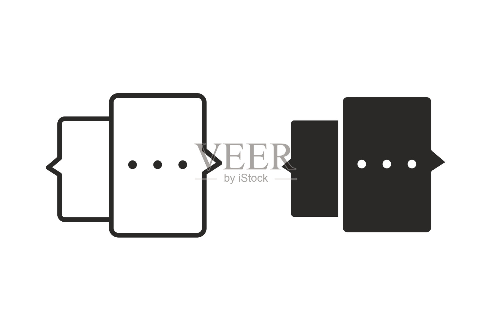 聊天图标。语音泡线艺术与立体设计。图标素材