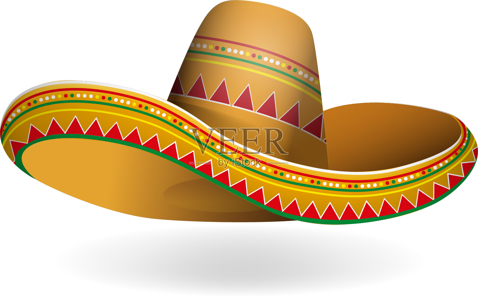 逼真详细的3d墨西哥宽边帽设计元素图片