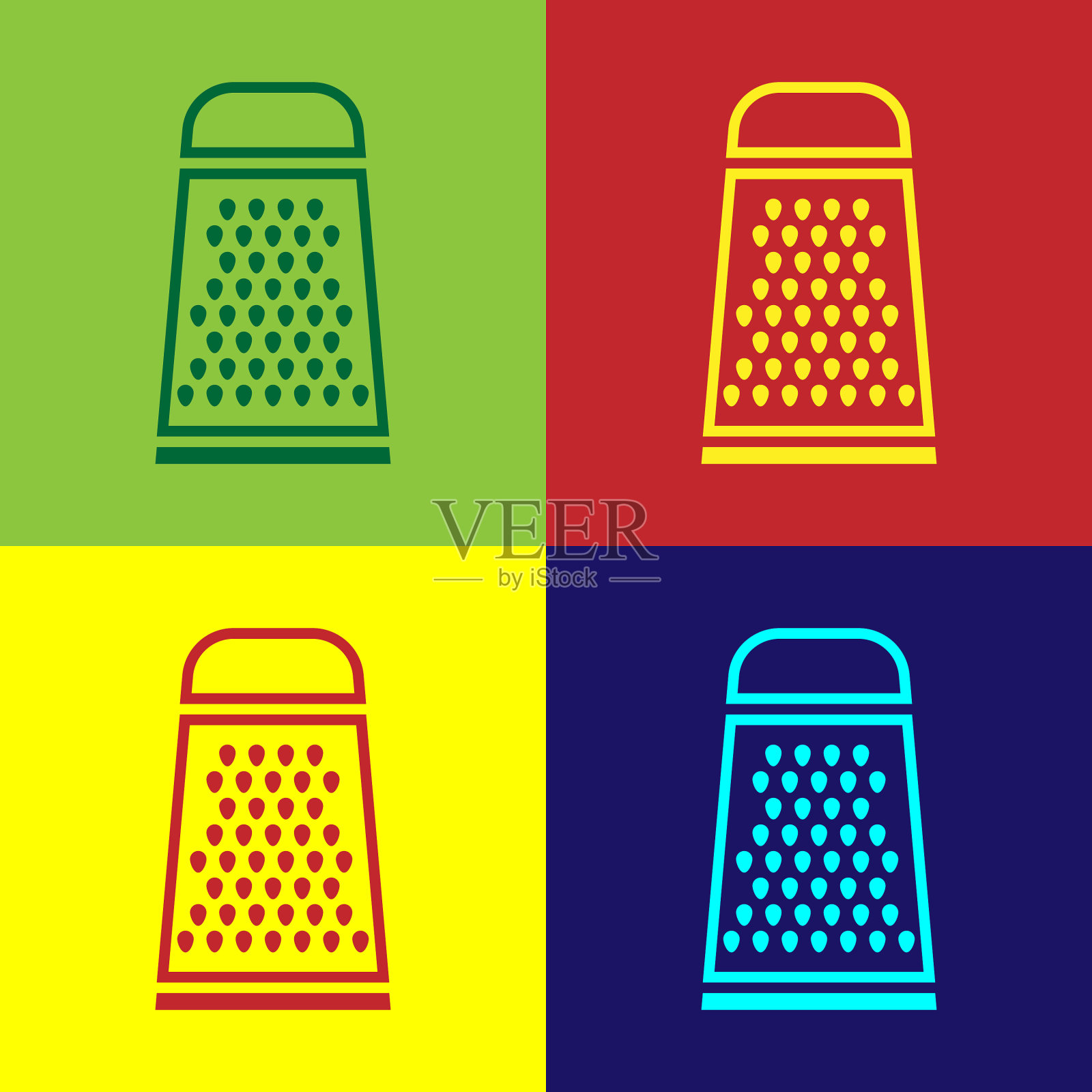 彩色背景上隔离的颜色刨丝器图标插画图片素材