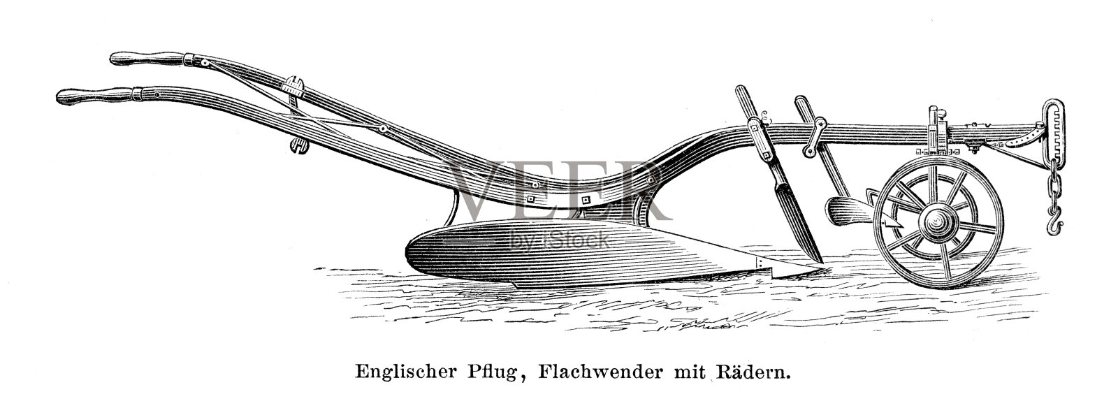 英国犁农具插图1897年插画图片素材