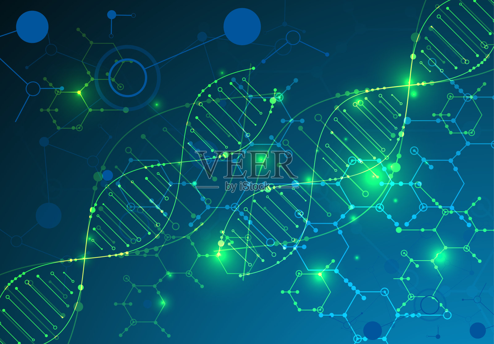 科学模板，壁纸或横幅与DNA分子。插画图片素材