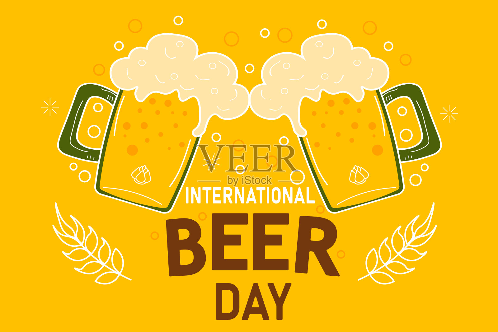 啤酒日快乐，全国啤酒日快乐，啤酒节快乐，插画图片素材