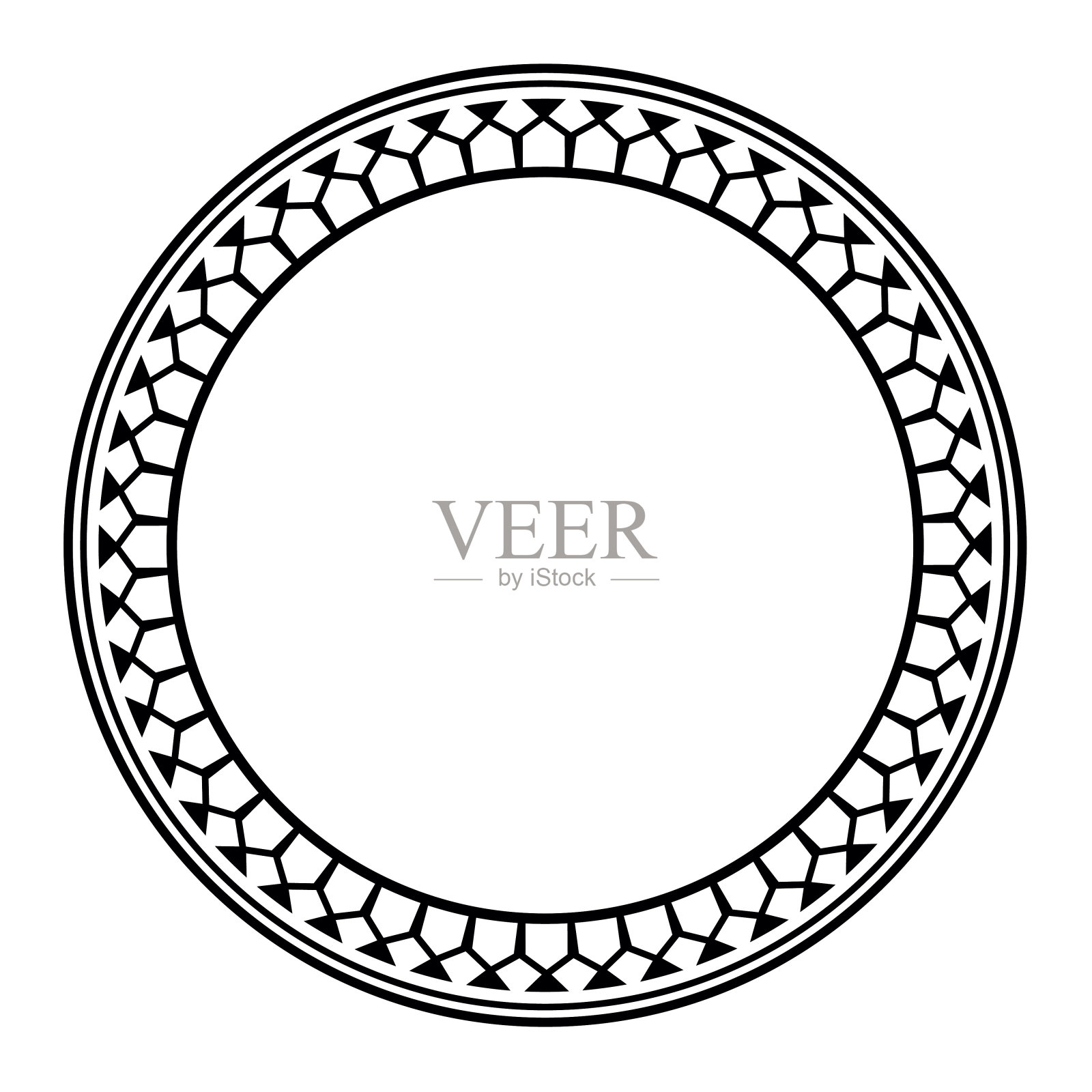 圆形毛利几何圆形边框设计。插画图片素材