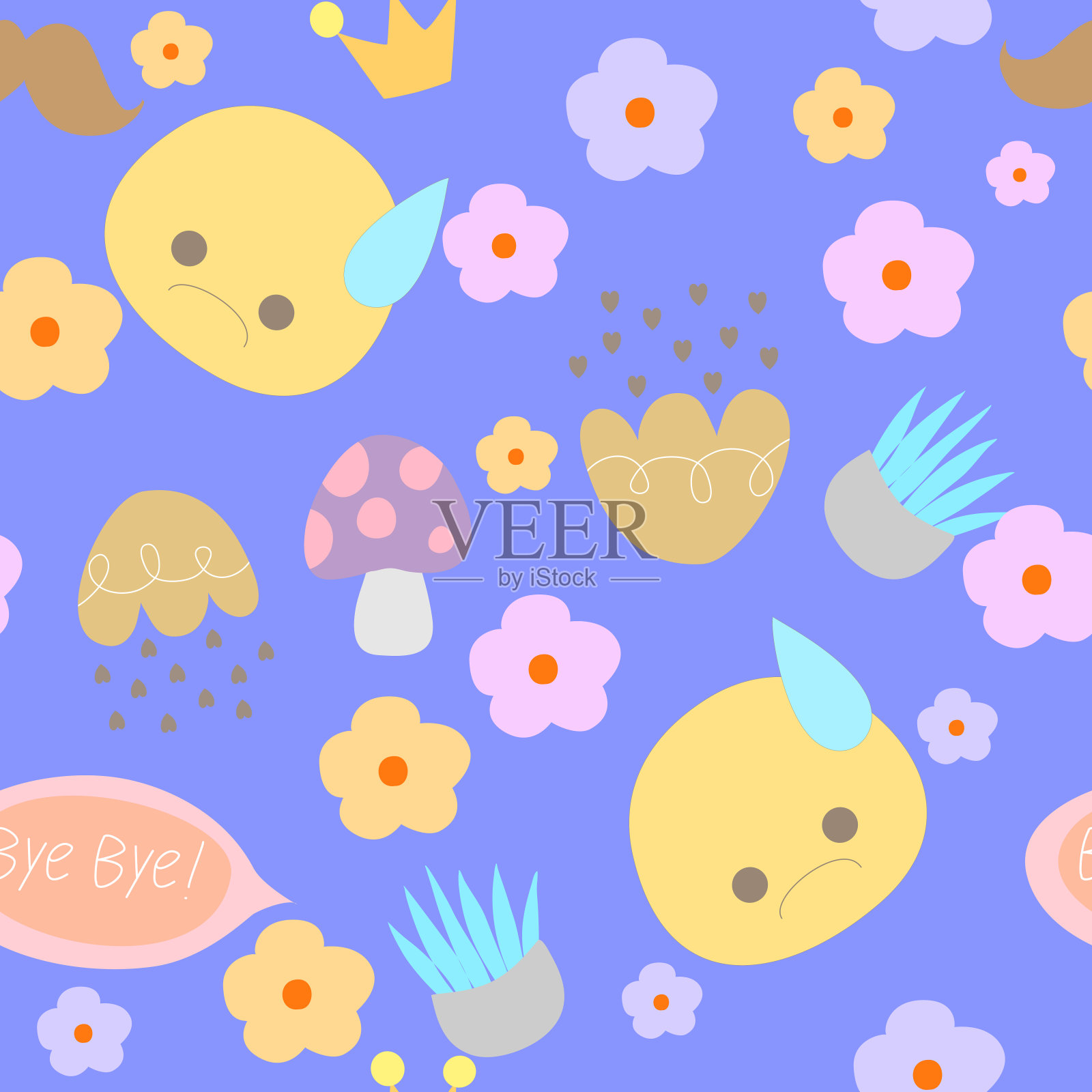 无缝图案与卡通设计插画图片素材