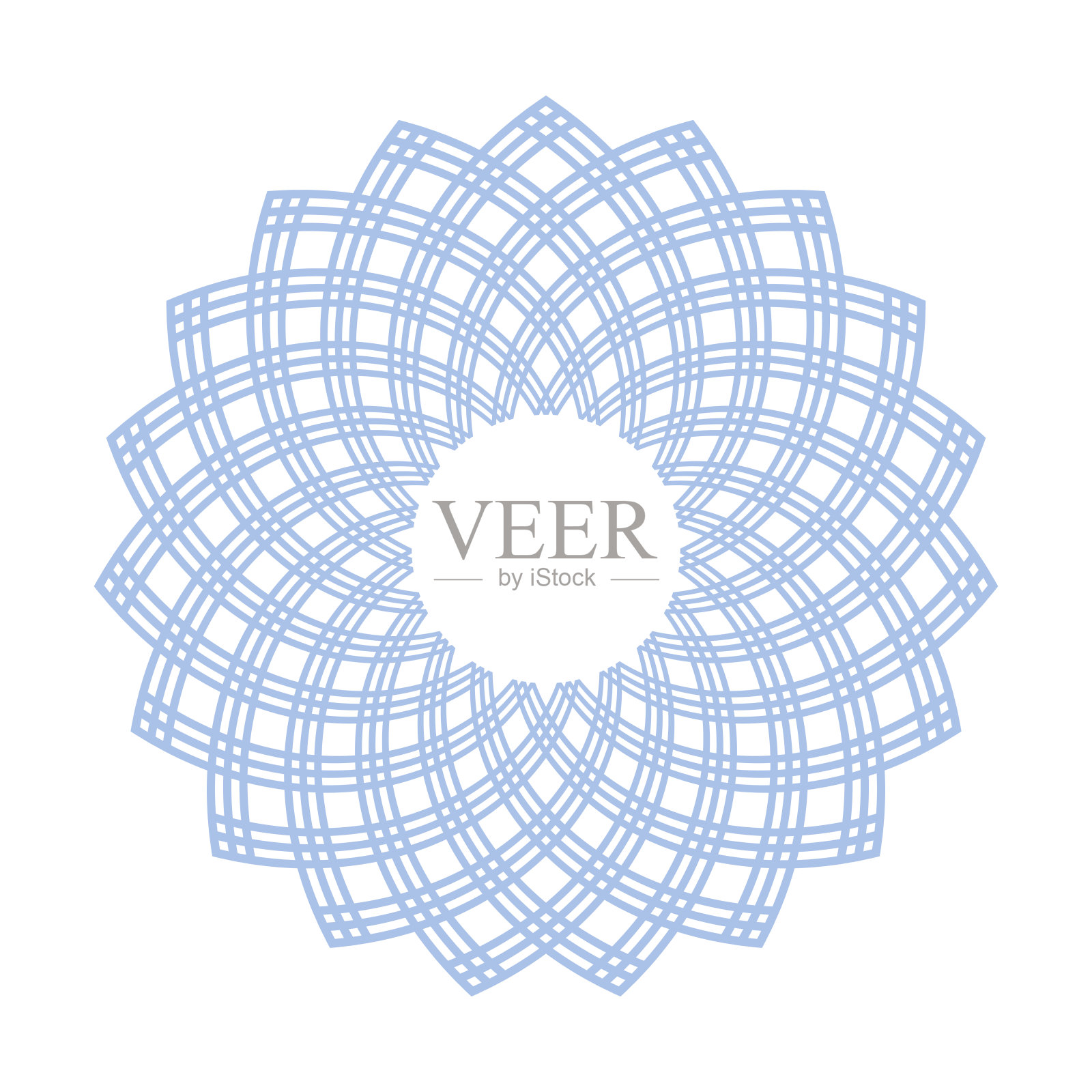 抽象装饰几何蓝色放射状花边图案。插画图片素材