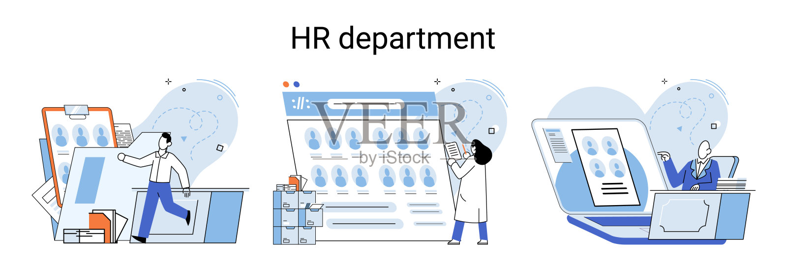 人力资源部门的经营理念，提高员工敬业度，员工绩效评估插画图片素材