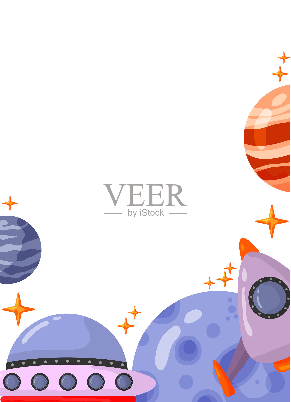 宇航员和空间框架与空间元素。星系框架设计，海报，背景宇航员和空间。行星，彗星，星系，外星人。插画图片素材