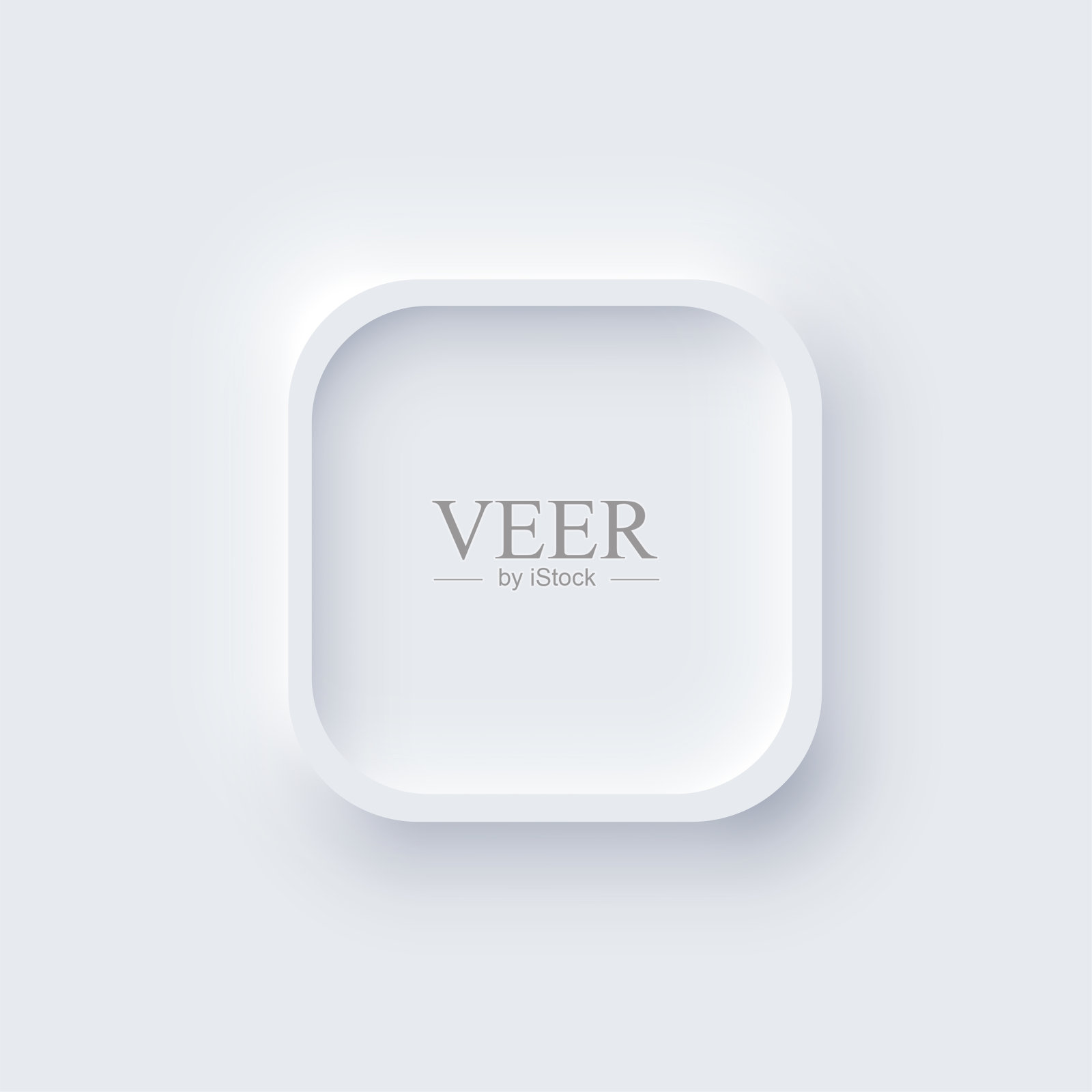 新形态UI，方形白色按钮与阴影矢量插图。三维拟物化的最小软按钮，方形的数字设计元素，现代指示器插画图片素材