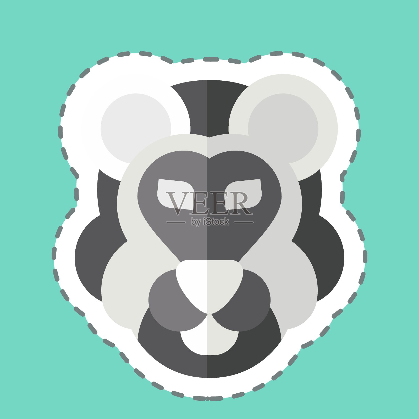 贴纸线剪狮子。与动物有关的符号。简单的设计可编辑。简单的说明插画图片素材