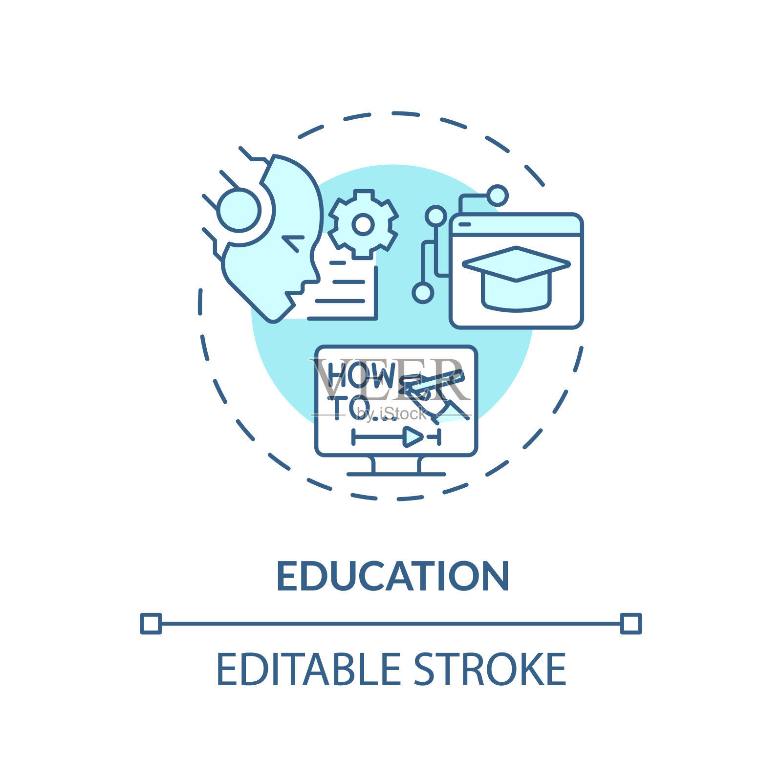 2D可定制的教育线图标概念插画图片素材