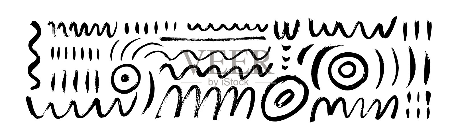 有趣的线涂鸦收集。插画图片素材