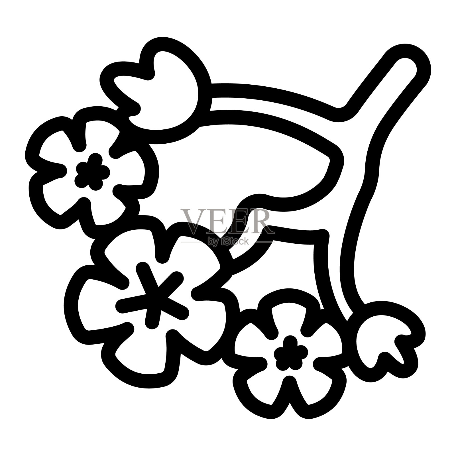 樱花树花，樱花线图标，亚洲文化概念，盛开的植物矢量标志在白色背景上，轮廓风格图标移动概念网页设计。矢量图形。插画图片素材