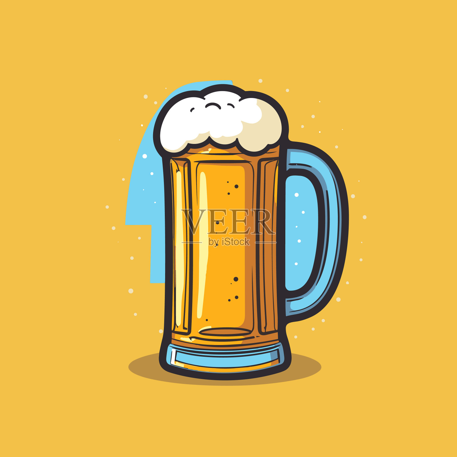 啤酒手绘漫画啤酒涂鸦风格的漫画插画图片素材