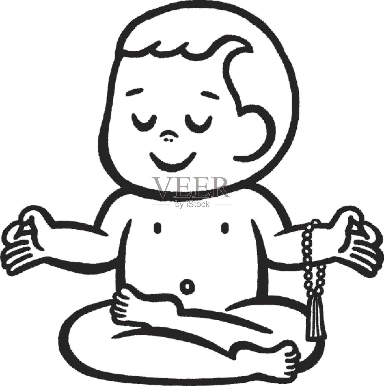 沉思婴儿的插图插画图片素材