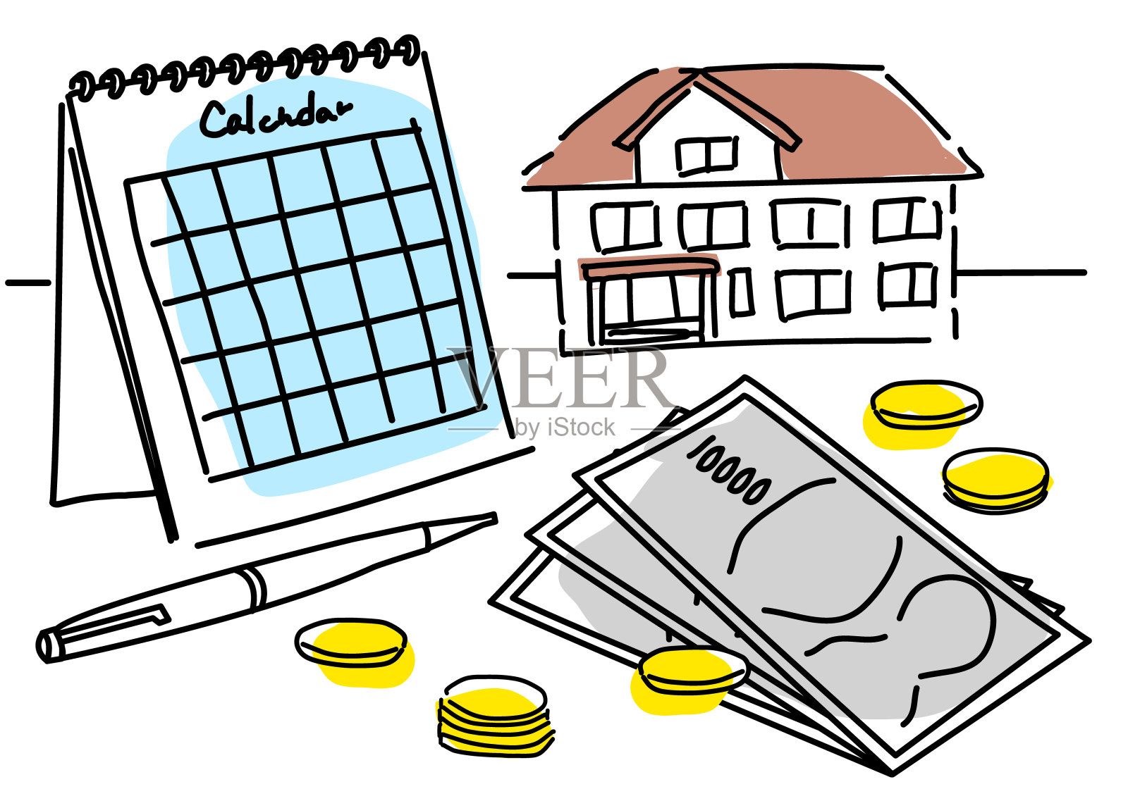 买房图手绘插画插画图片素材