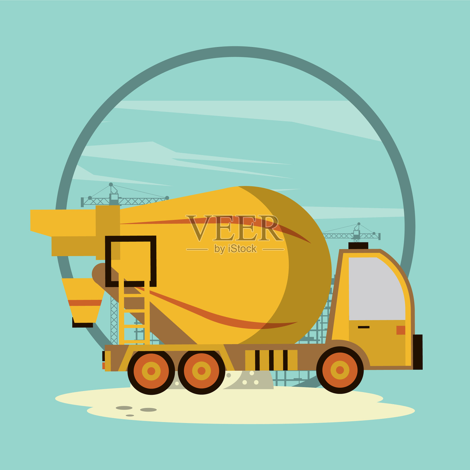 在建建筑和机械插画图片素材