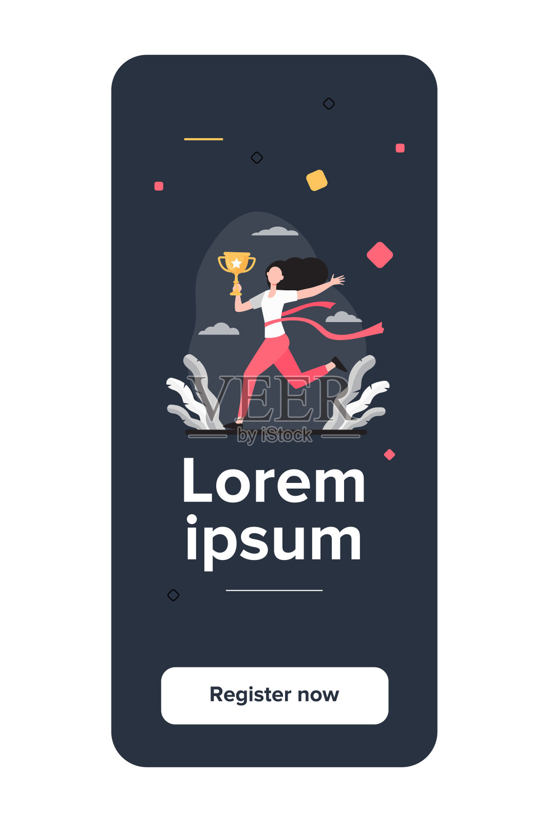 赛跑女子获胜插画图片素材