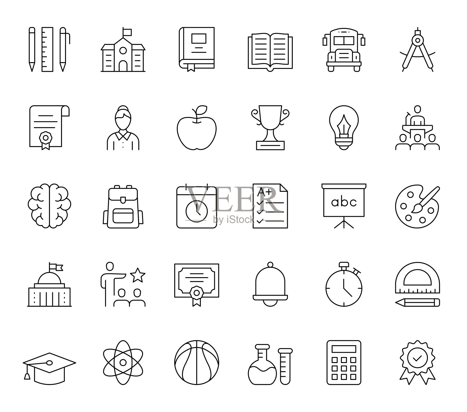 回到学校线图标插画图片素材