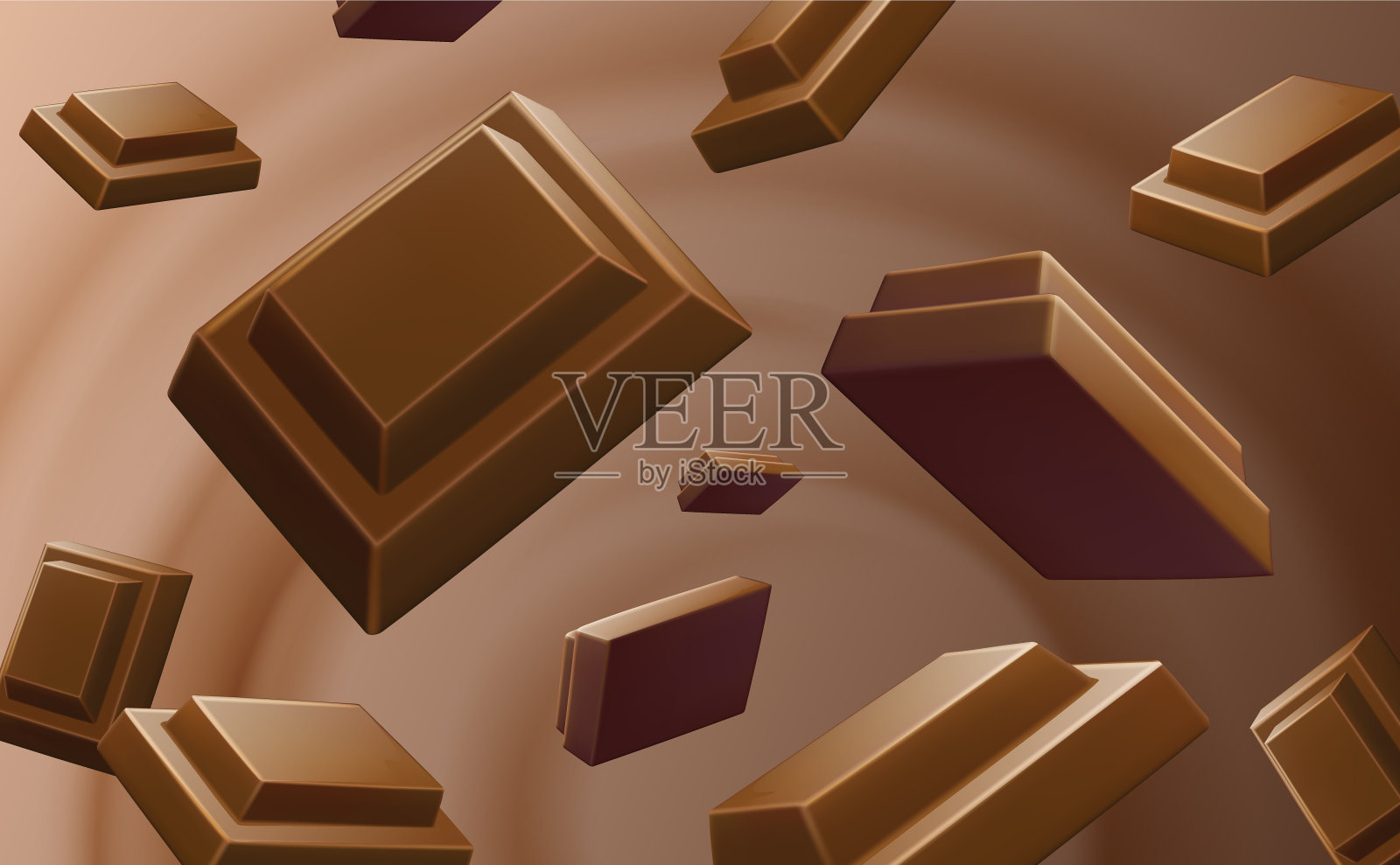 背景巧克力棒。矢量插图。切片巧克力棒背景插画图片素材