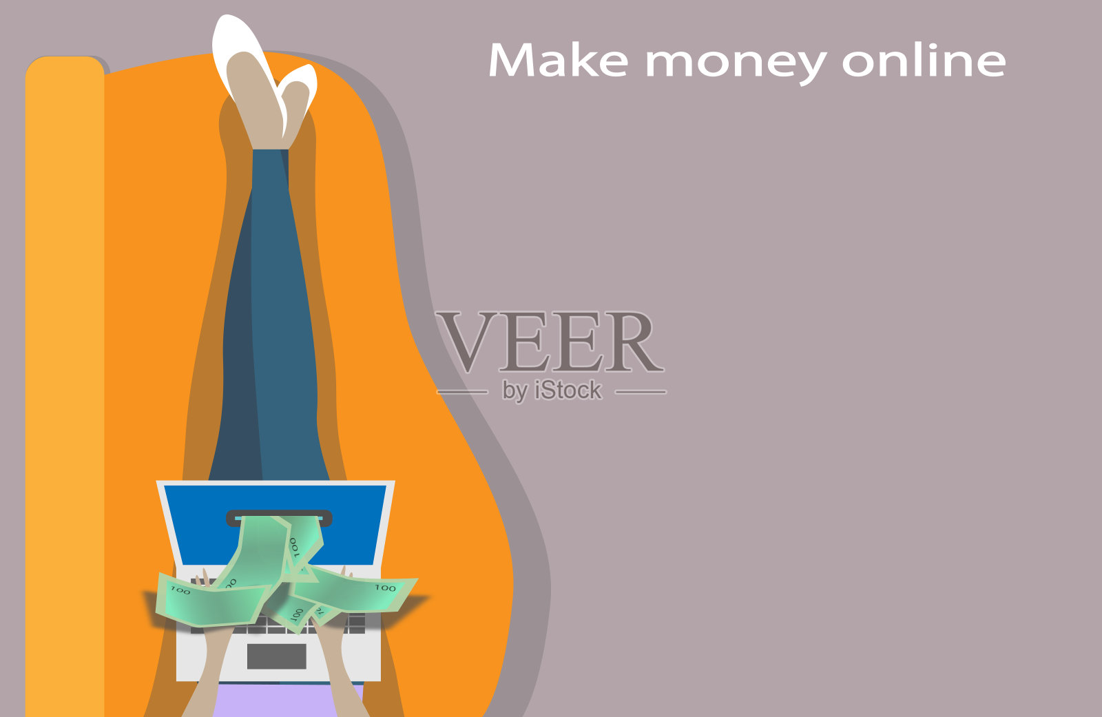 网上赚钱插画图片素材