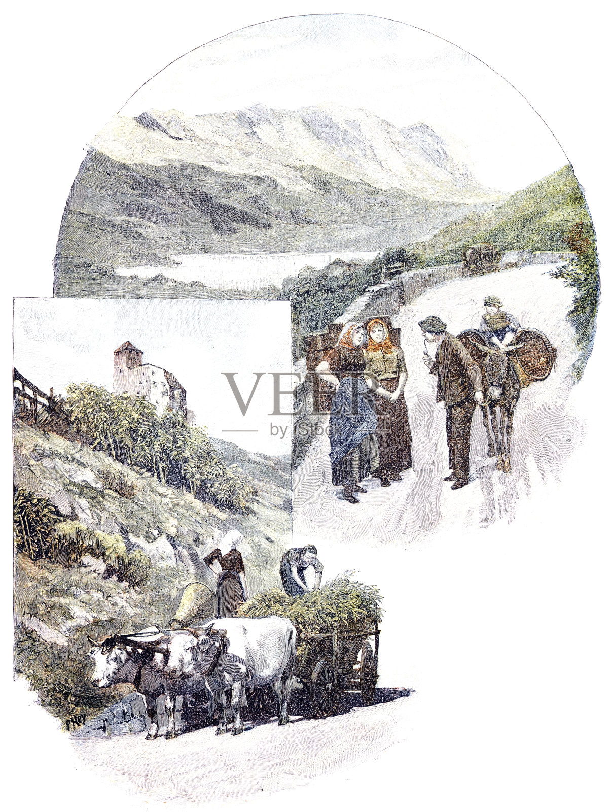 波尔扎诺，沃特城堡插画图片素材