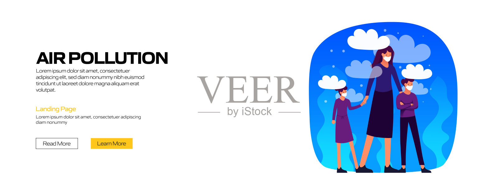 空气污染概念矢量插图的标题网站横幅，广告和营销材料，在线广告，商业演示等。插画图片素材
