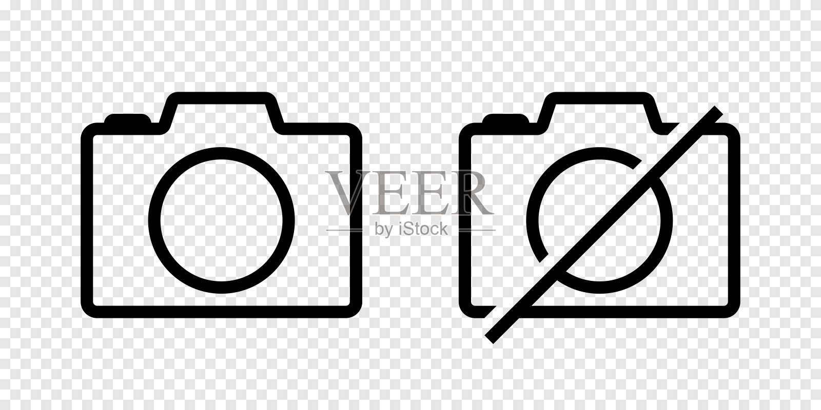 没有照片图标设置在透明背景图标素材