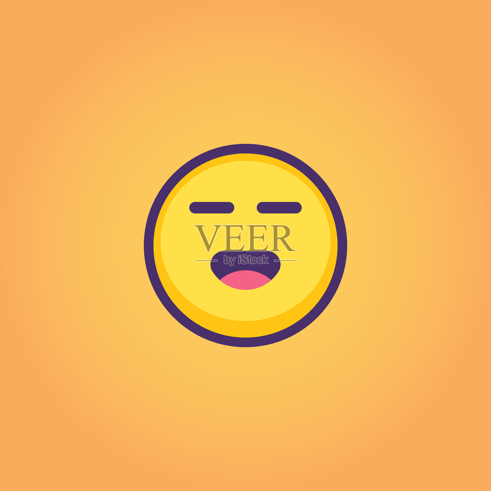 表情符号平面和线条艺术橙色背景插画图片素材