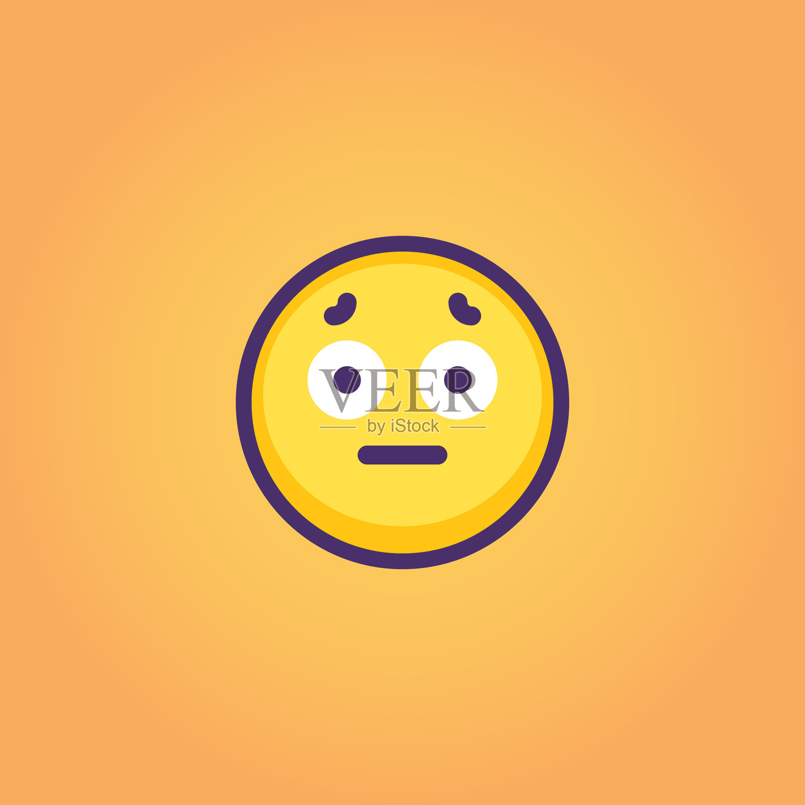 表情符号平面和线条艺术橙色背景插画图片素材