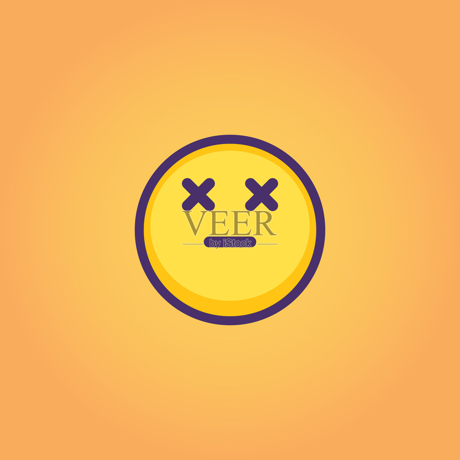 表情符号平面和线条艺术橙色背景插画图片素材