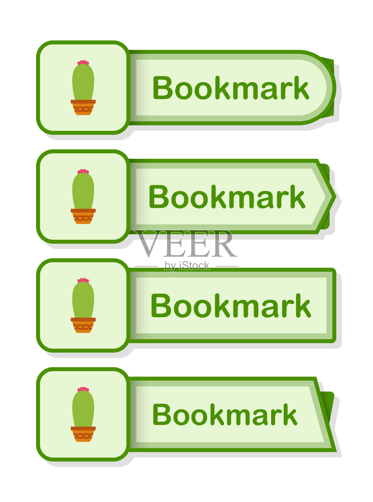 一套彩色书签与仙人掌插画图片素材