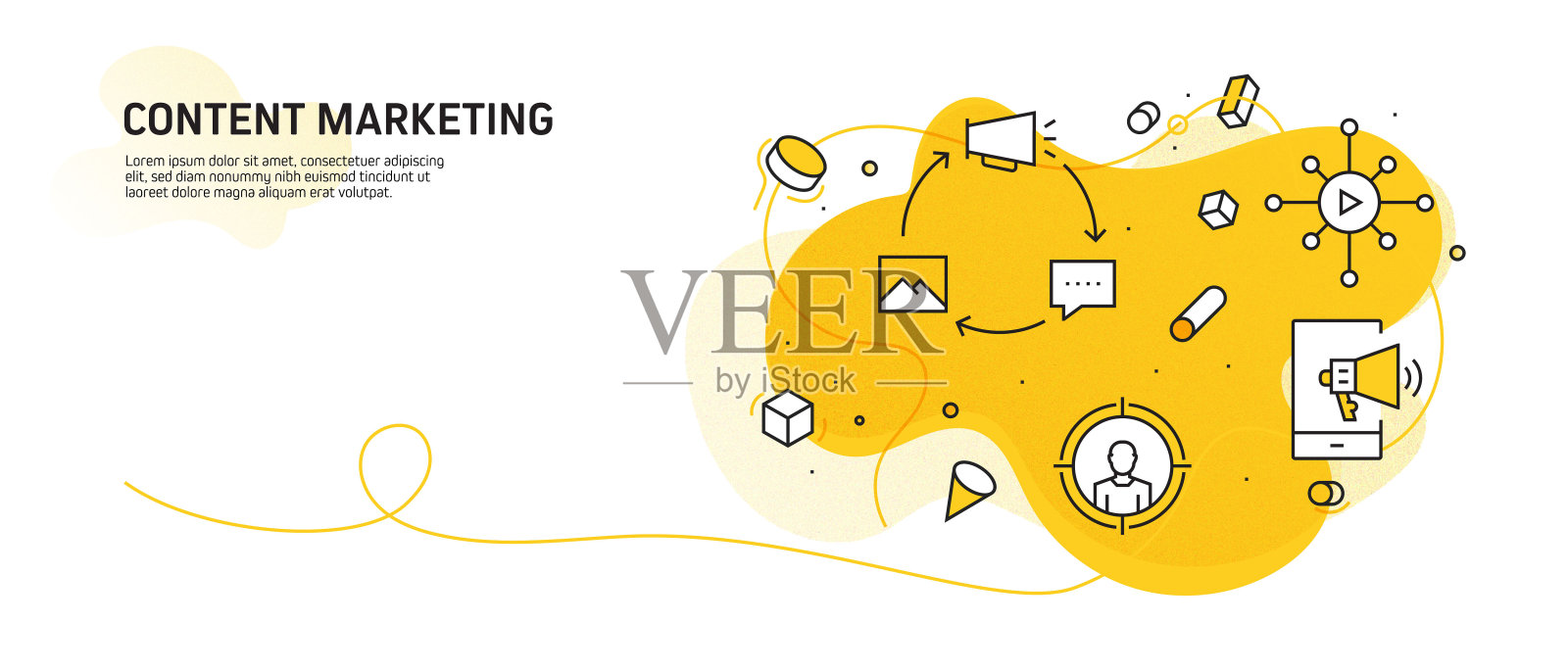 内容营销相关的现代线条风格矢量插图插画图片素材