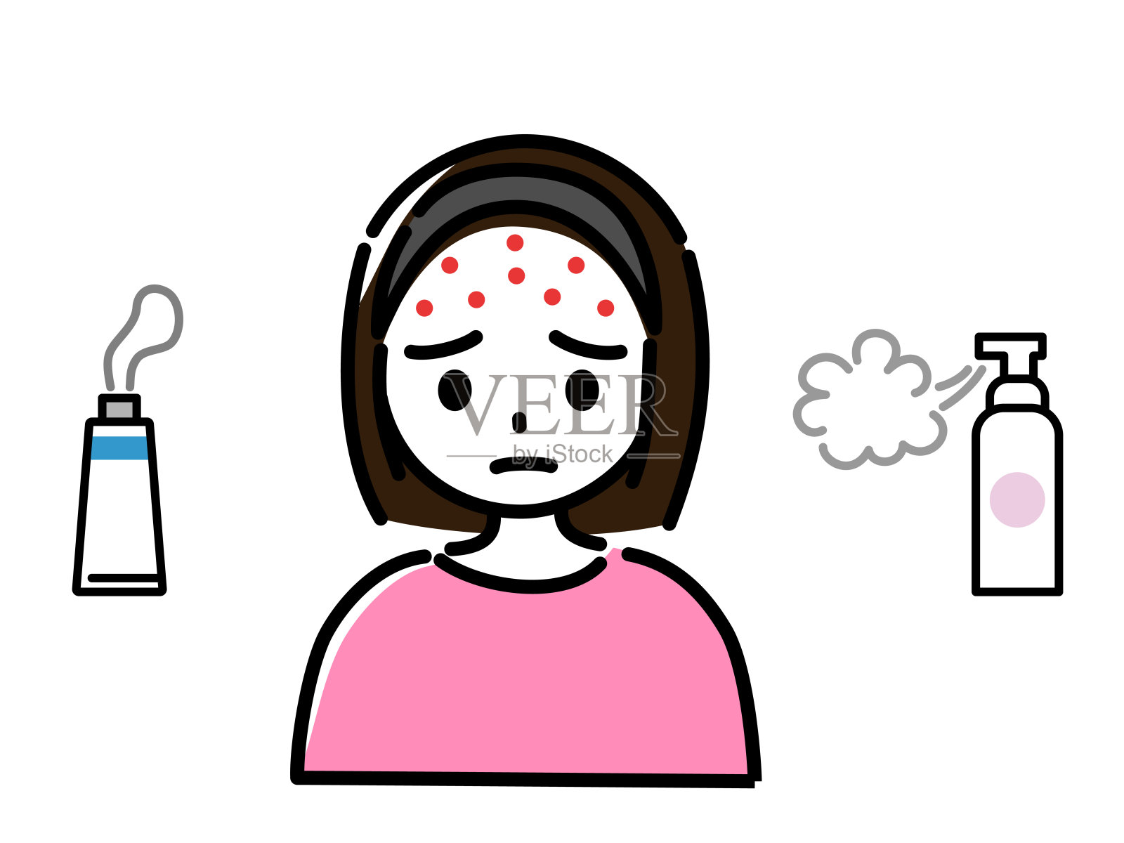 一群从小学到初中都患有粉刺的男女生插画图片素材