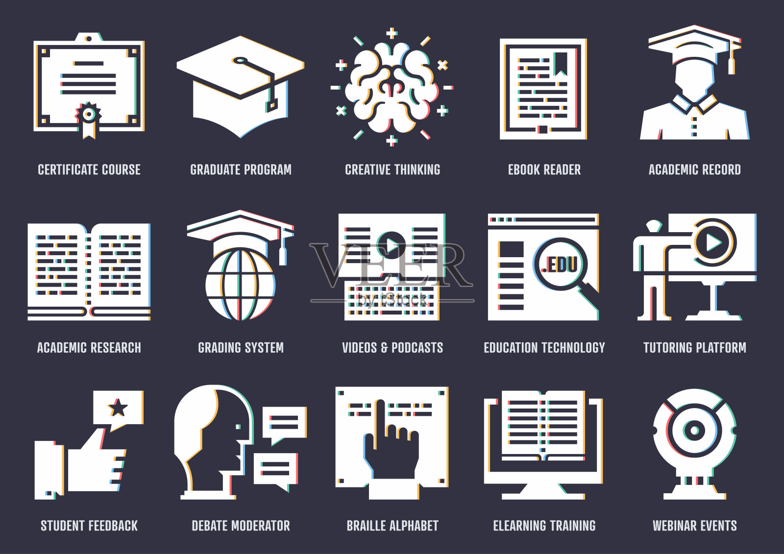 学习技术矢量图标包与RGB分割效果插画图片素材