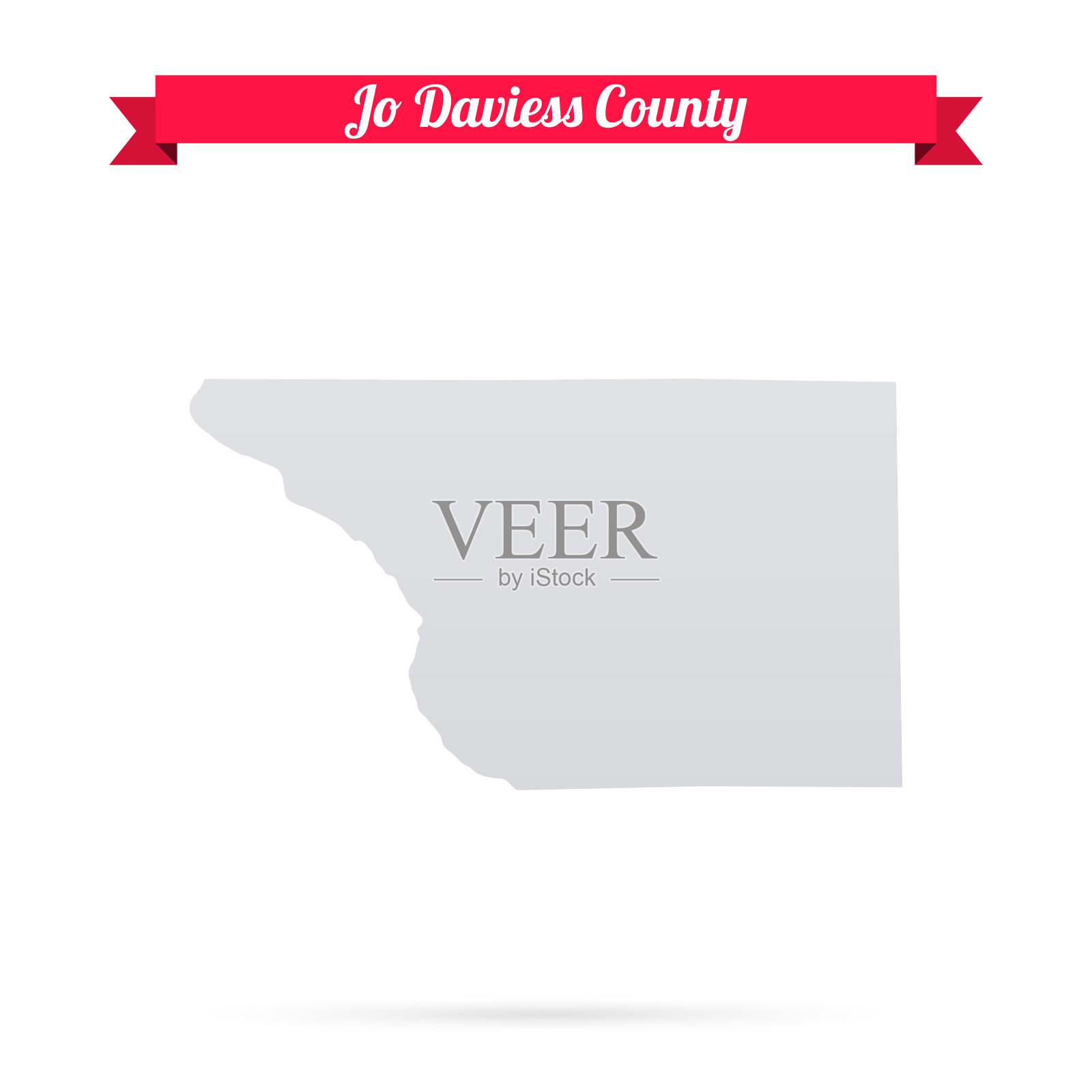 伊利诺伊州乔戴维斯县。白底红旗地图插画图片素材
