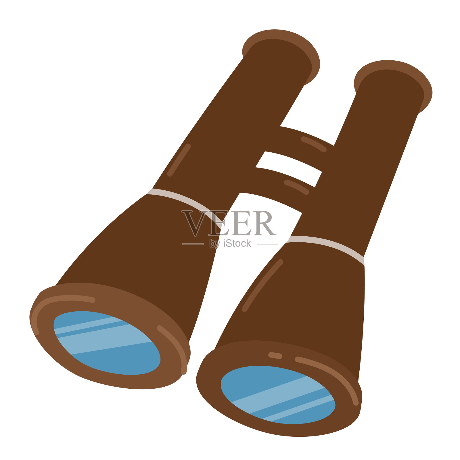 手绘双筒望远镜矢量插图孤立在白色背景在平面风格。孤立的对象打印，贴纸，标志和网页设计插画图片素材