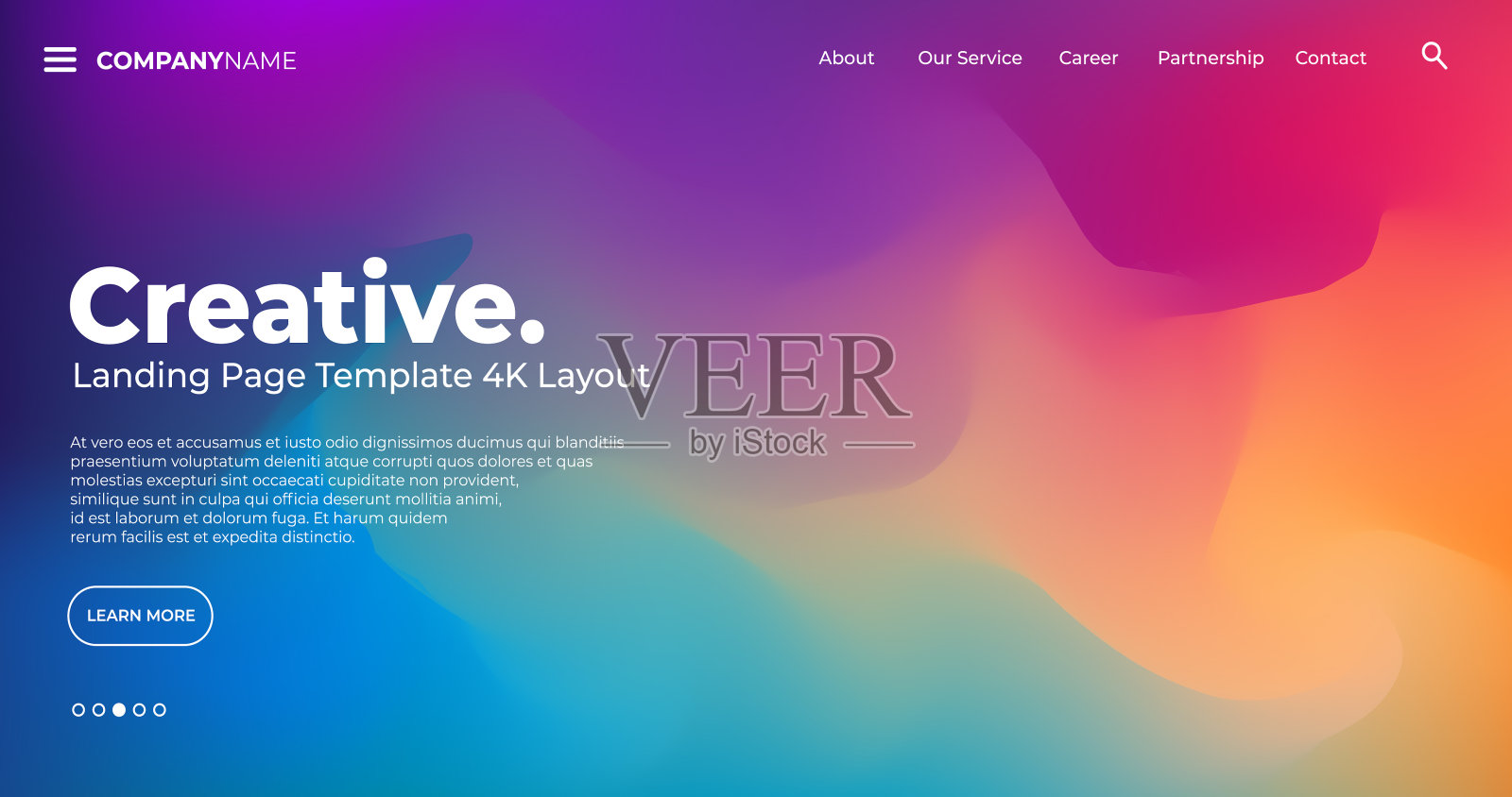 4K登陆页面模板-抽象的动态，现代的，未来的，多色的，简单的网站模板背景插画图片素材