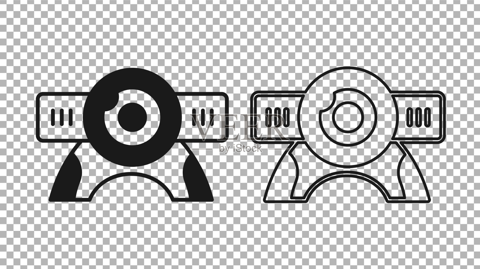 黑色网络相机图标隔离在透明上图标素材