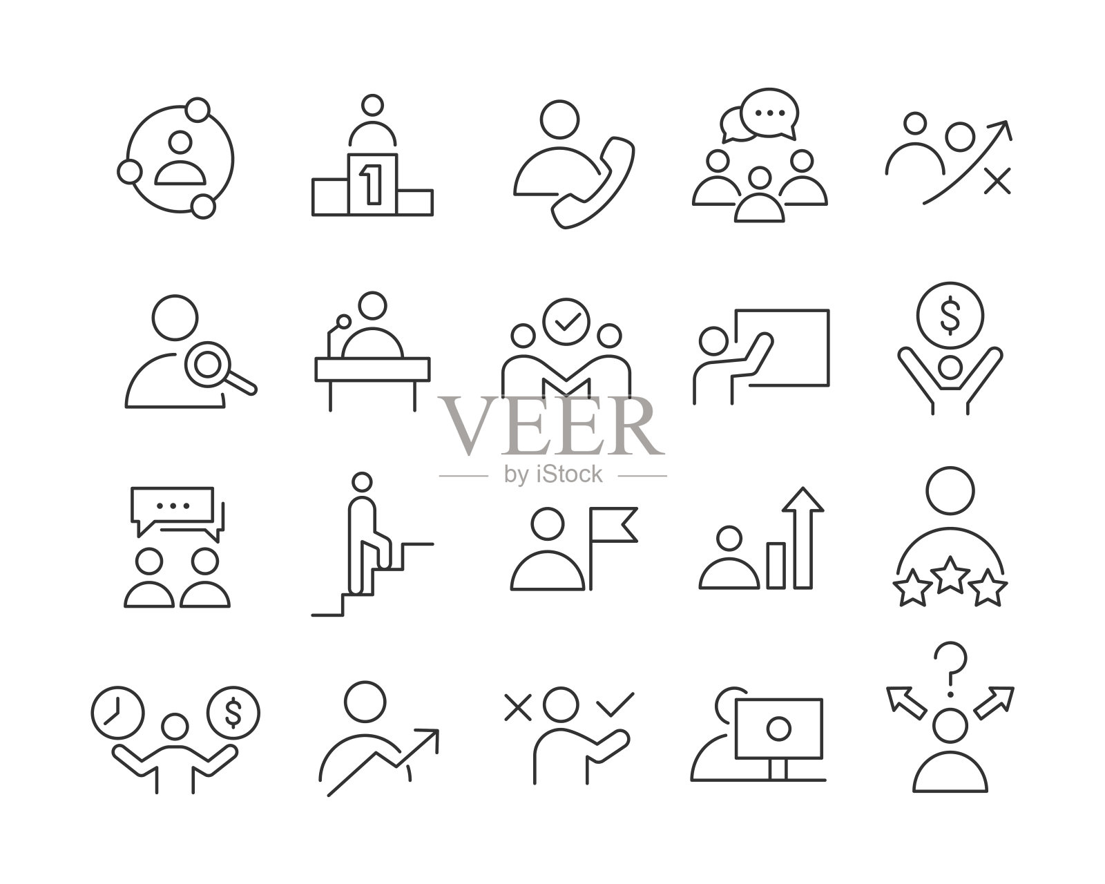 商务人士图标-矢量线图标插画图片素材