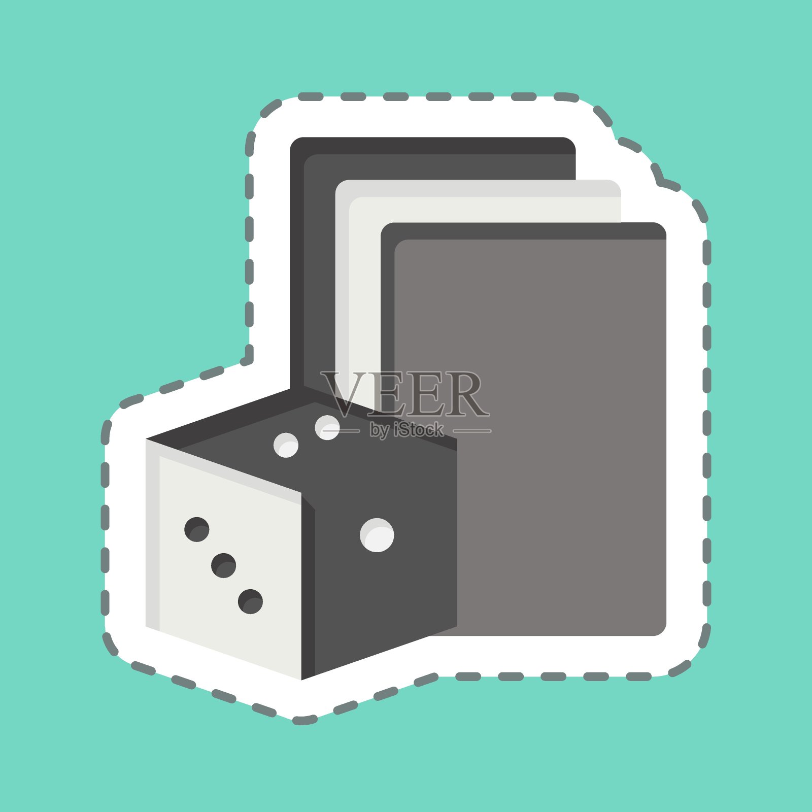 贴纸线剪赌博。与上瘾有关的词典符号。简单的设计可编辑。简单的说明插画图片素材