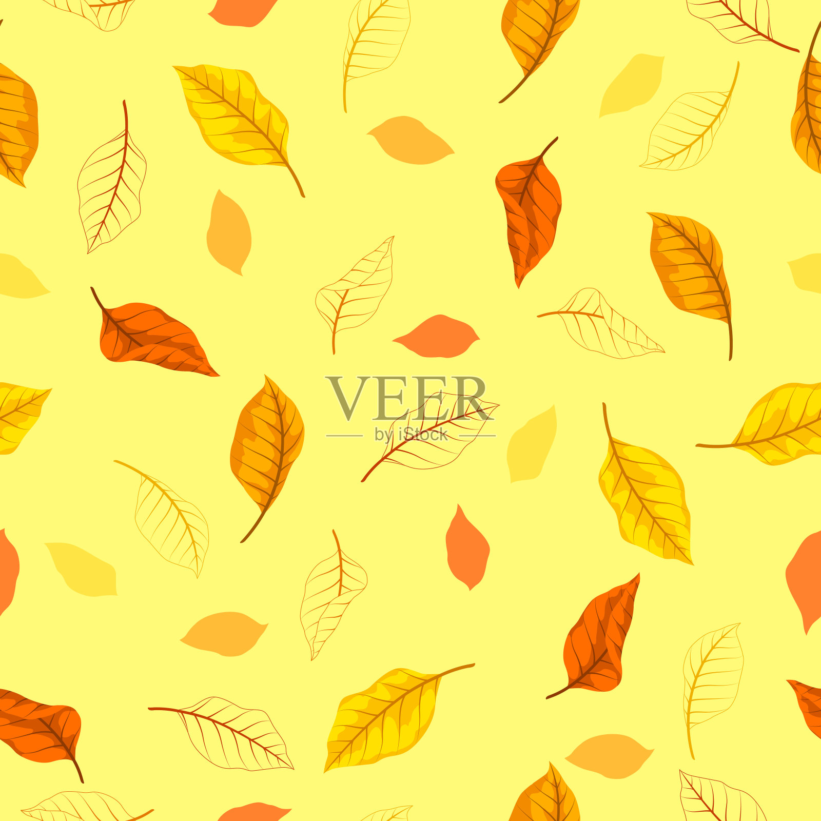 秋叶图案。背景与各种树叶。插画图片素材