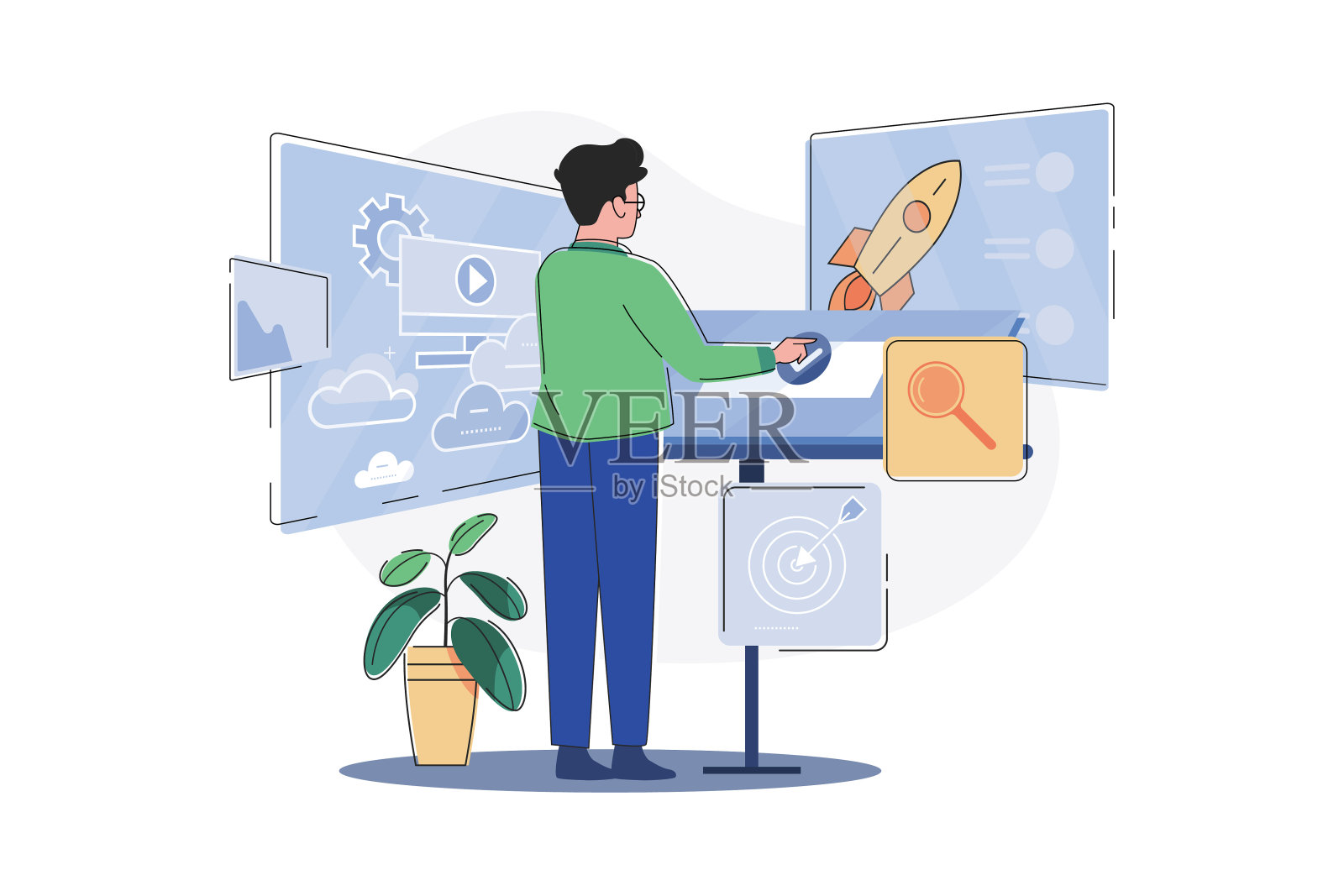 正在创业的商人插画图片素材