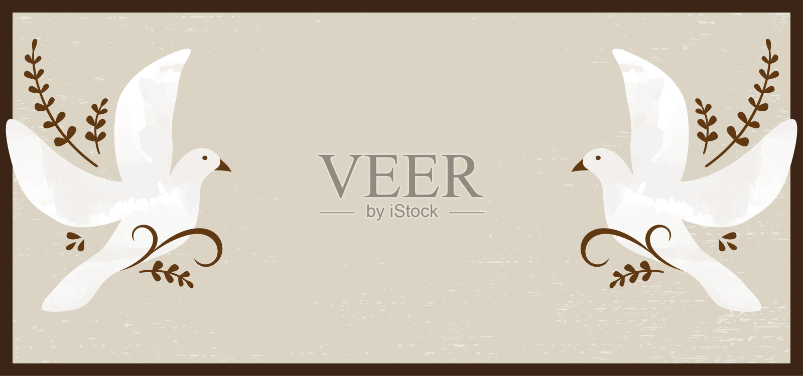 两只斑鸠插画图片素材