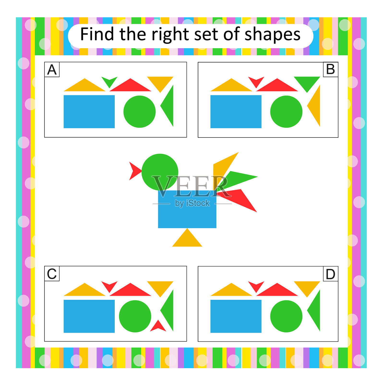 逻辑拼图找到正确的卡通栖息集插画图片素材