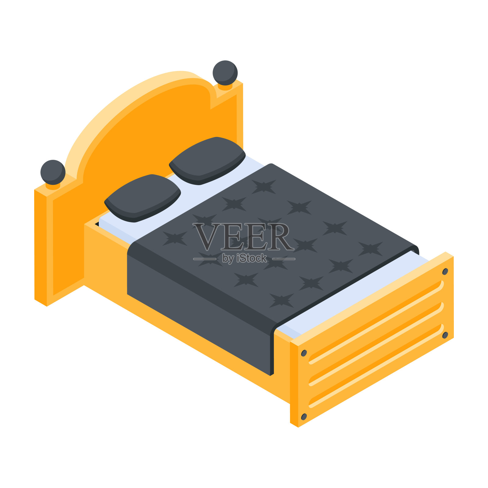 方便的等距现代床的图标插画图片素材