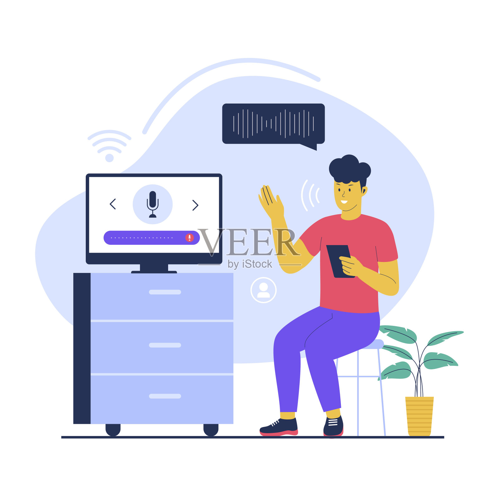 语音辅助技术的概念说明插画图片素材