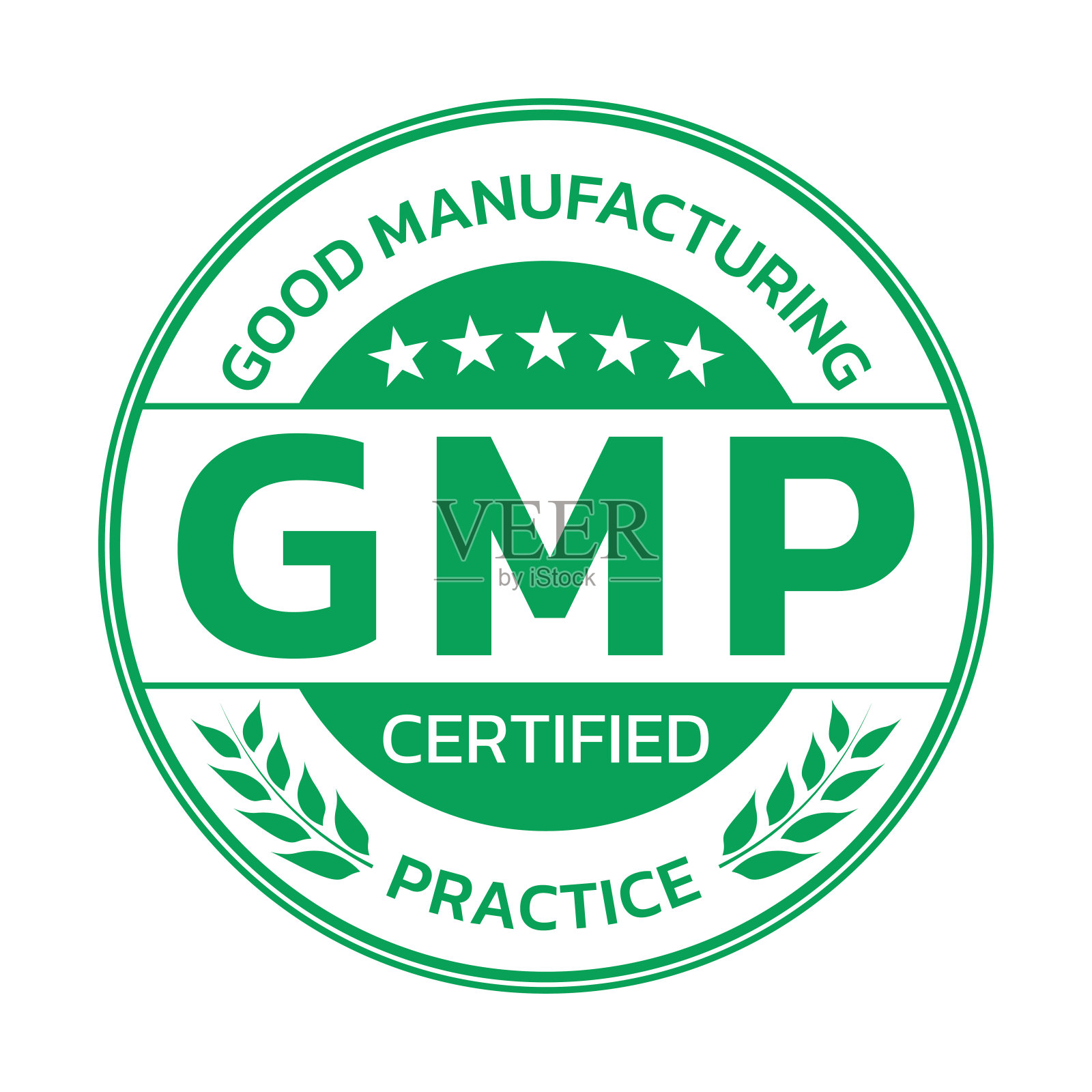 GMP认证的图标或标签。良好生产规范标志，印章或印章。高品质的标志。矢量插图。插画图片素材