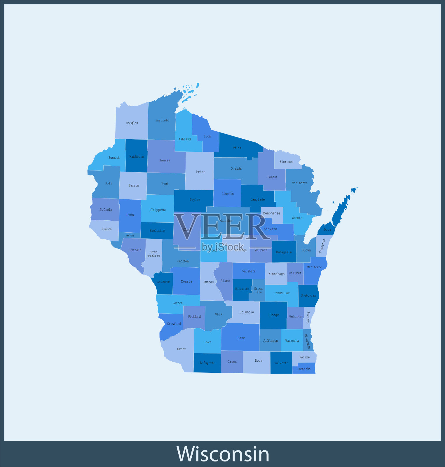 威斯康辛州地图插画图片素材