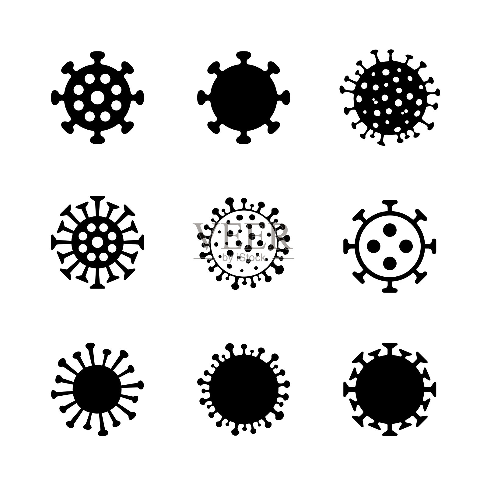冠状病毒矢量图标集图标素材