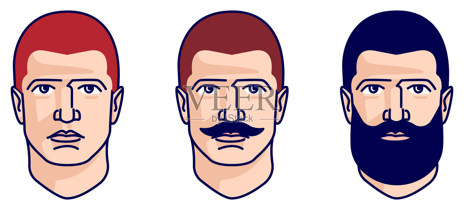 男人的发型插画图片素材